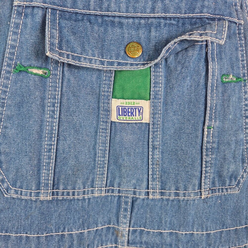 Liberty Mens Rigid Denim Bib Overalls 36x30 Blue Cotton Adjustable Straps Workwe - Picture 5 of 11